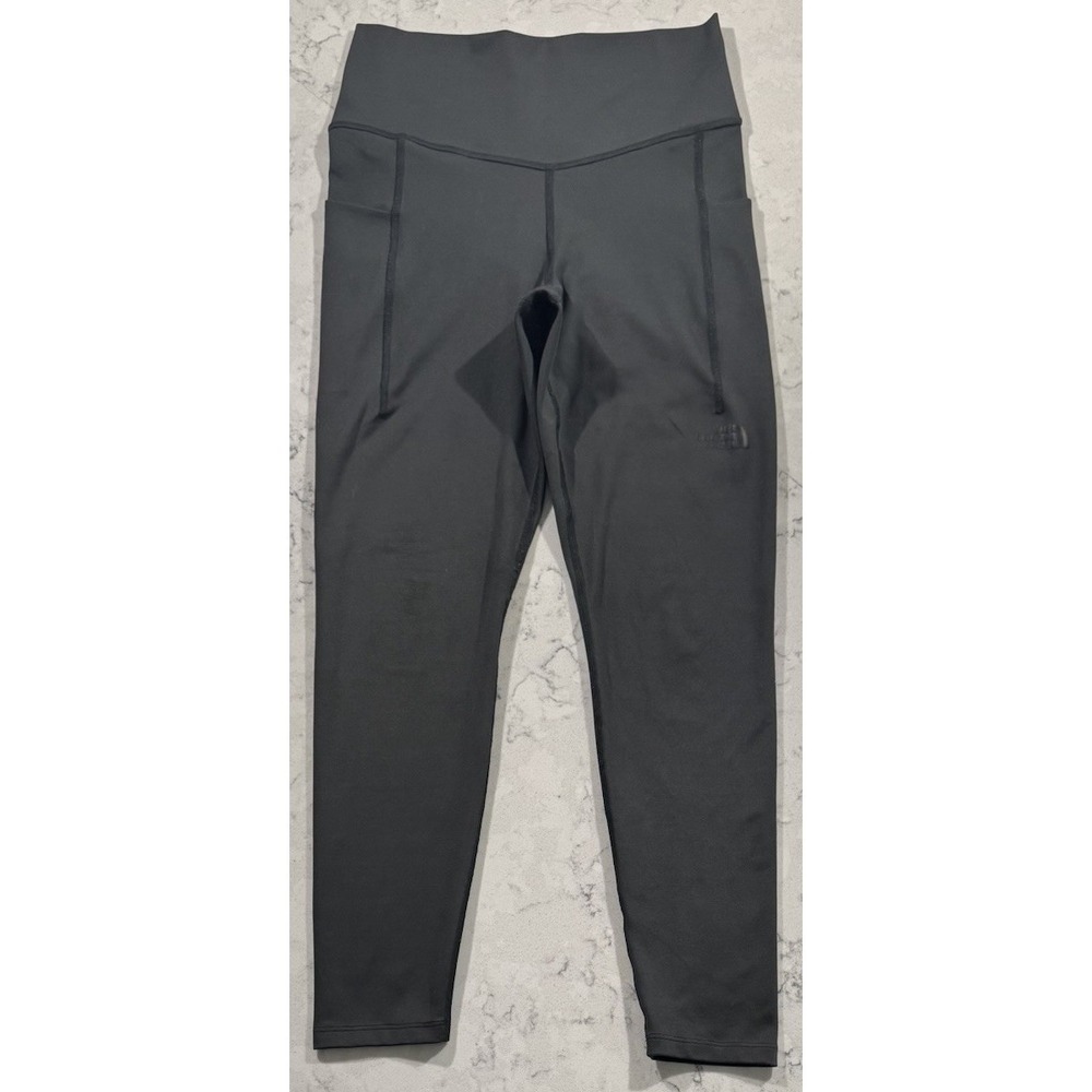 The North Face Leggings Womens Medium Gray High Rise Pockets Hiking Outdoor Logo